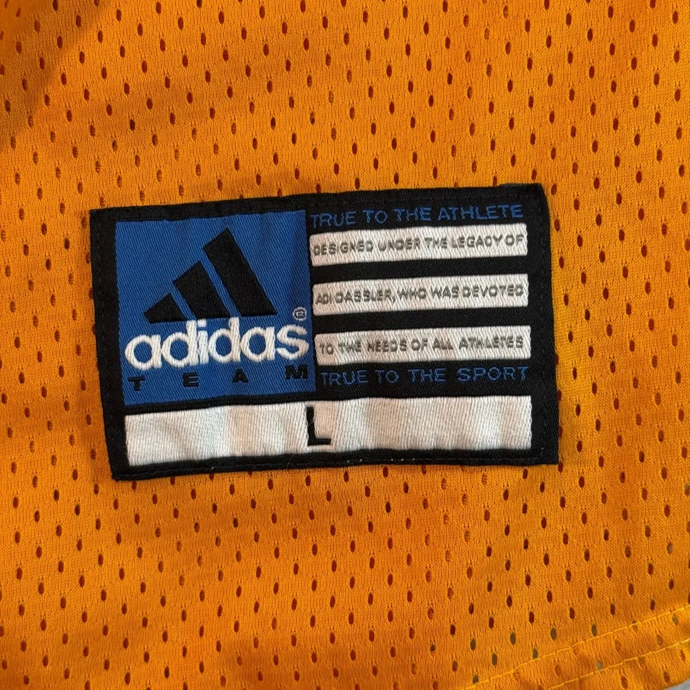 Adidas Team Mesh Baseball Jersey Orange Blue Piping Button Up Large RN88387